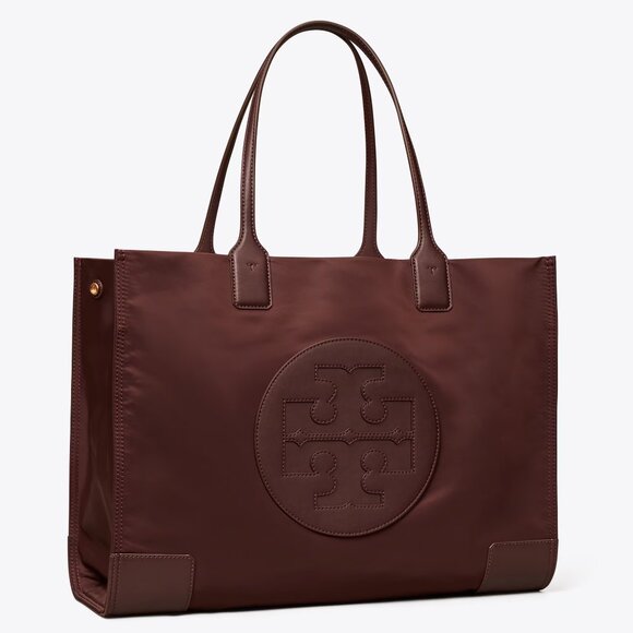 Tory Burch NWT LARGE Ella Tote Bag Burgundy TEMPRANILLO - Picture 2 of 13